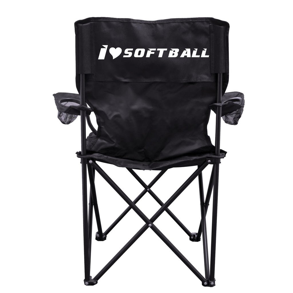 VICTORYSTORE Outdoor Camping Chair - I Love Softball Camping Chair with Carry Bag