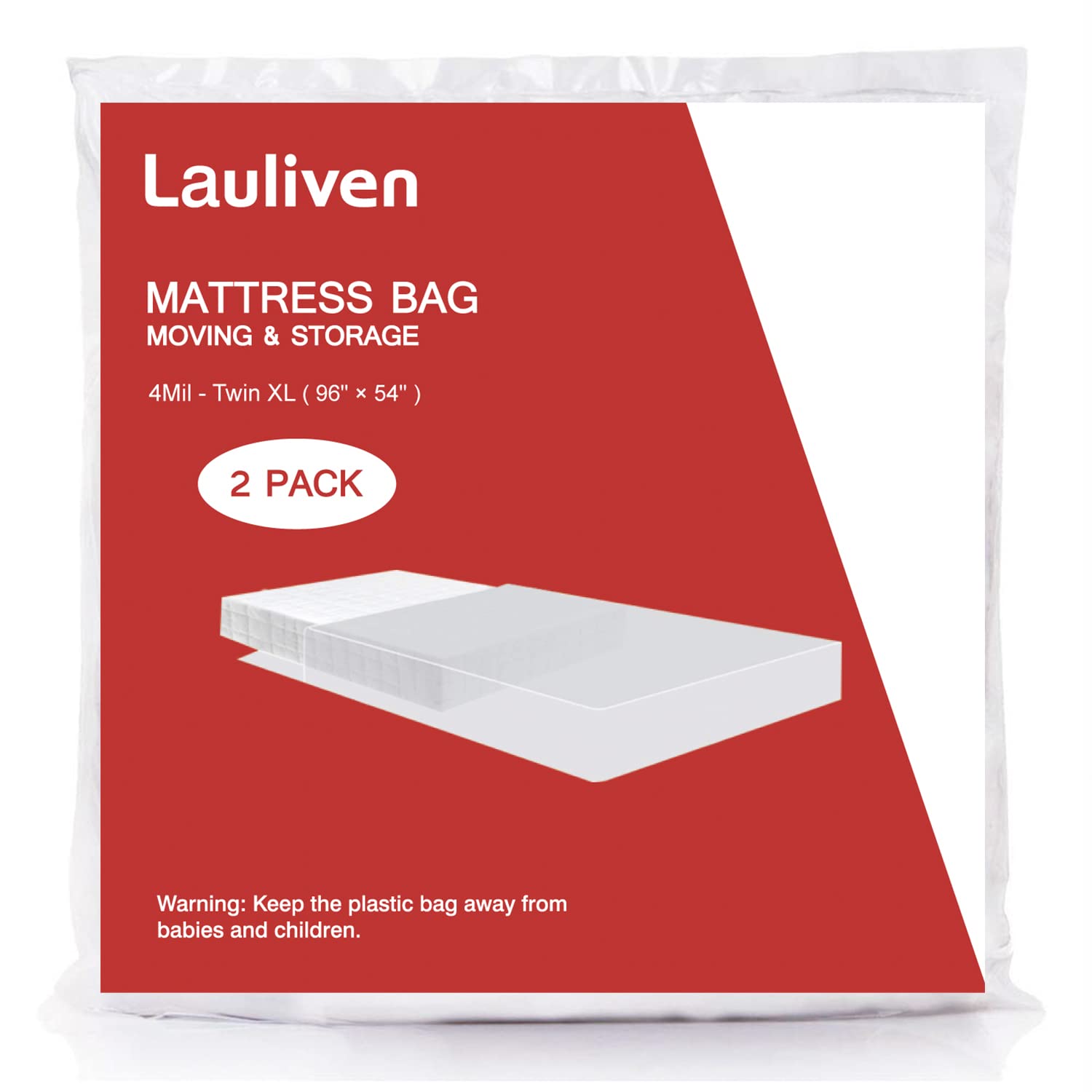 Lauliven 2-Pack Mattress Bag for Moving - Twin/Twin XL Size Mattress Storage Bag - 4 Mil Extra Thick Heavy Duty Mattress Protect