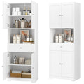 Tall Bathroom Storage Cabinets with Drawer, Modern Linen Cabinet with Doors & Shelves, 67H Tall Storage Cabinet Freestanding for