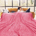ZHIKU Warm Blanket Pink Soft Fleece Blanket Throw Lightweight Queen Size Throw Blanket for Bed