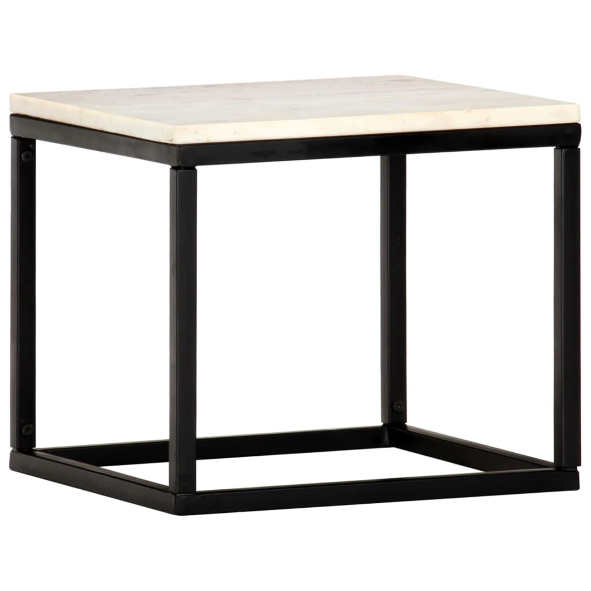 vidaXL Coffee Table White 15.7x15.7x13.8 Real Stone with Marble Texture