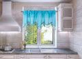 Solid Faux Silk Swag Waterfall Cascade Ascot Window Curtain Valance w/Tassels Trim 55  x18  Wave (1, Turquoise Blue)