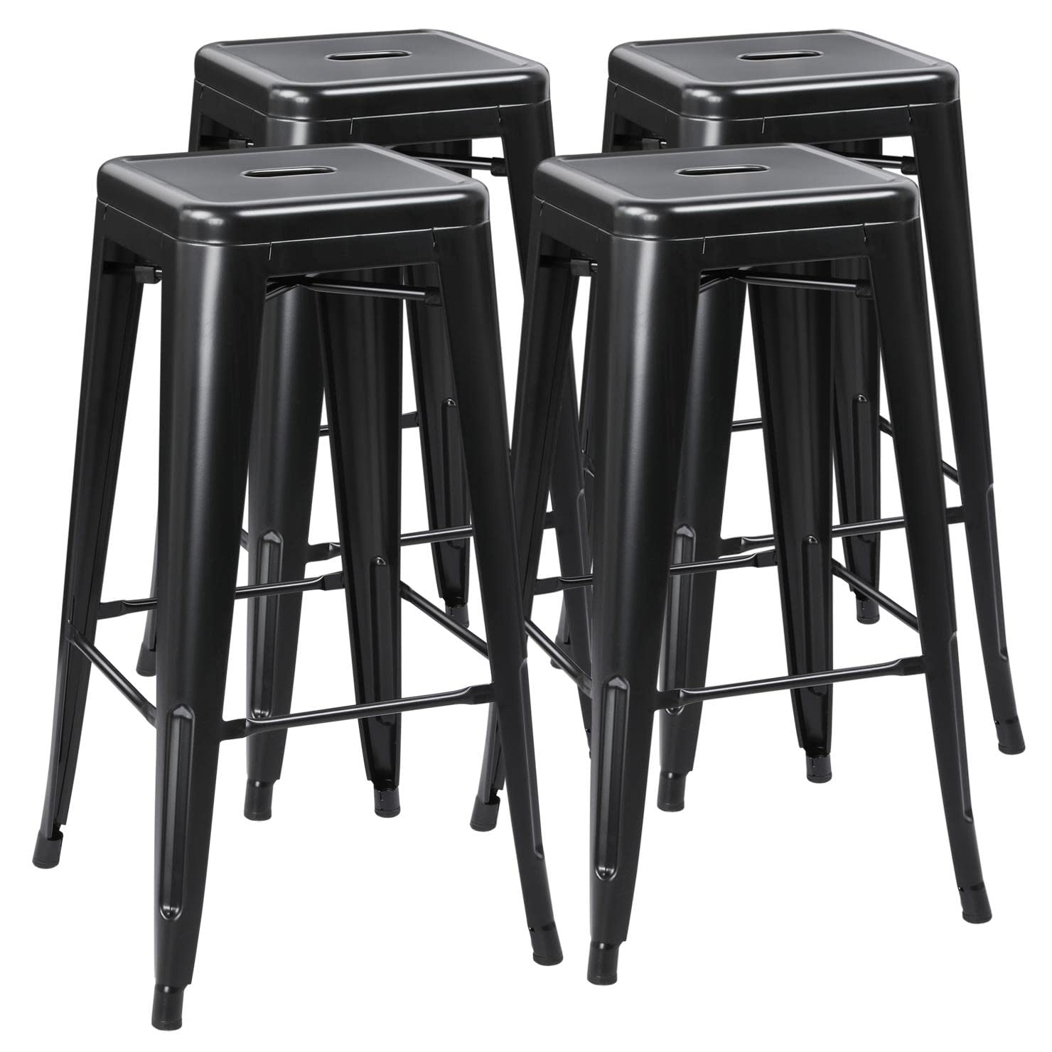 Yaheetech 30 Inches Metal Bar Stools High Backless Stools Bar Height Stools Patio Furniture Indoor/Outdoor Stackable Kitchen Sto