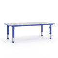 Flash Furniture Wren 23.625W x 47.25L Rectangular Blue Plastic Height Adjustable Activity Tables with Grey Tops, Set of 6