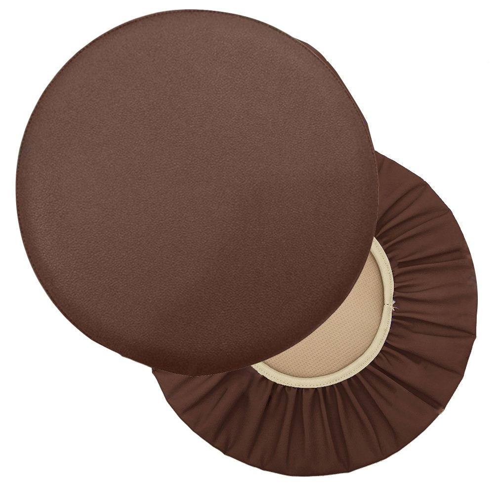 Sigmat 2PC Waterproof PU Bar Stool Cover Anti-Slip Round Seat Cover 12.5 Inch Coffee