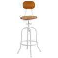 Adjustable Swivel Stool with Back - White