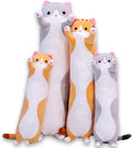 Cute Cat Plush Long Body Pillow Cuddle Cartoon Stuffed Animals Cat Plushie Soft Doll Pillows Gifts for Kids Girls(Orange, 35 Inc