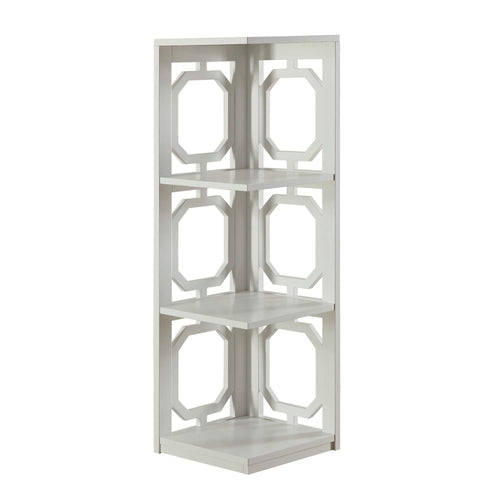 3-Tier Corner Bookcase in White Finish