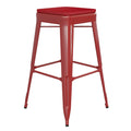 Flash Furniture Kai Commercial Grade Indoor-Outdoor Counter Height Stool - Red Metal Frame - Red Poly Resin Seat - 24 High - Bac