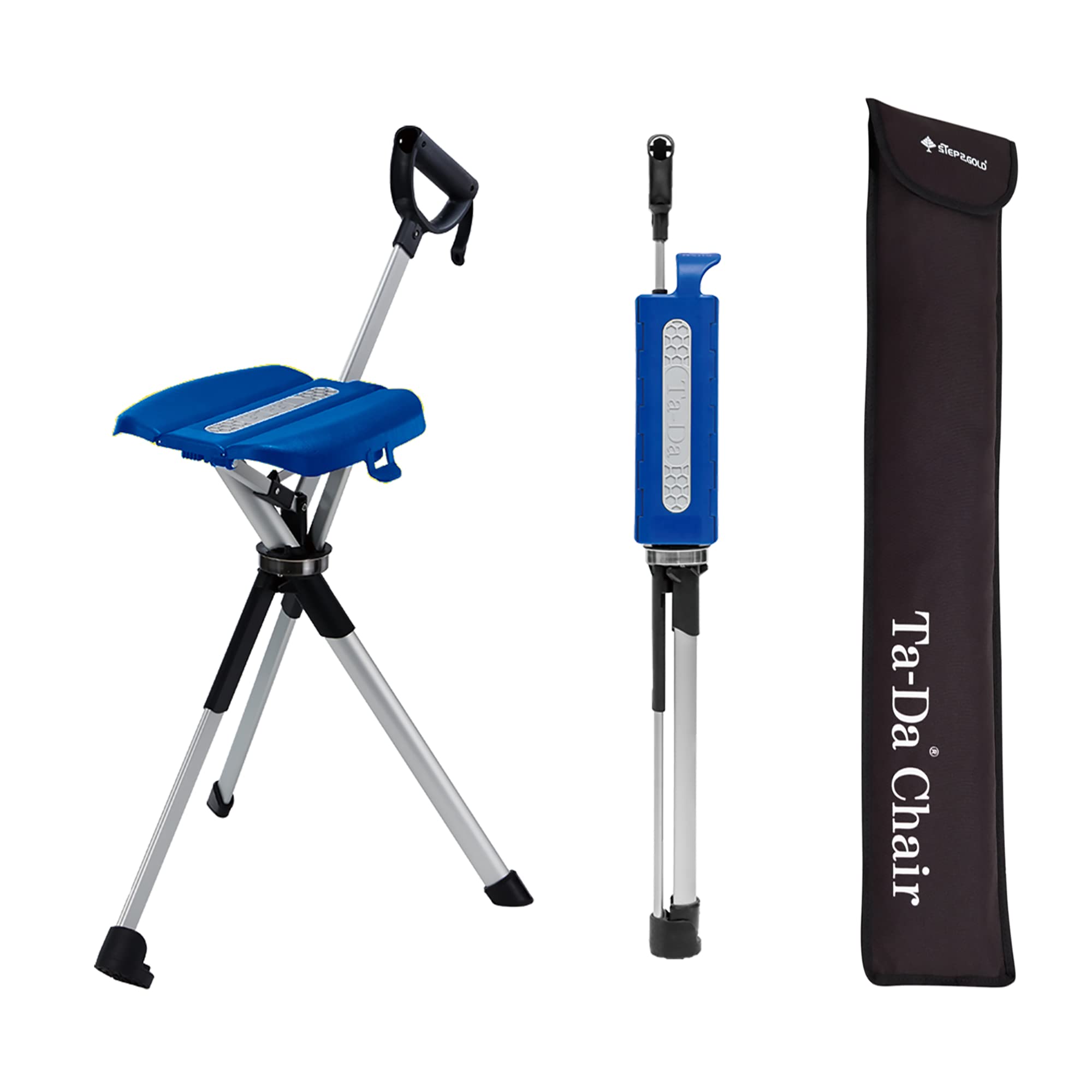 STEP2GOLD Ta-Da Chair Series 2- Portable Walking Stick, Cane with Seat, Foldable Chair, Hiking Stick, for Camping, Hiking, Light