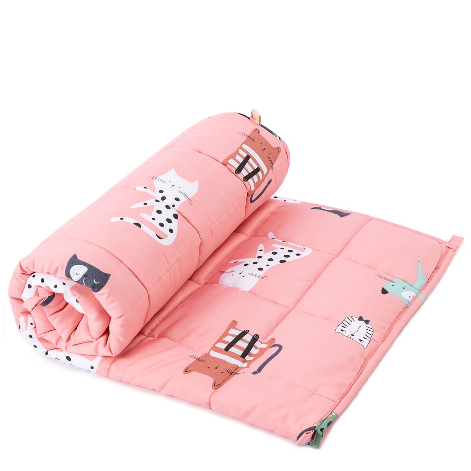 Uttermara Kids Weighted Blanket 5 lbs, Ultra Cozy Flannel Minky Dotted and Cotton Sided with Cartoon Patterns, Heavy Blanket Gre