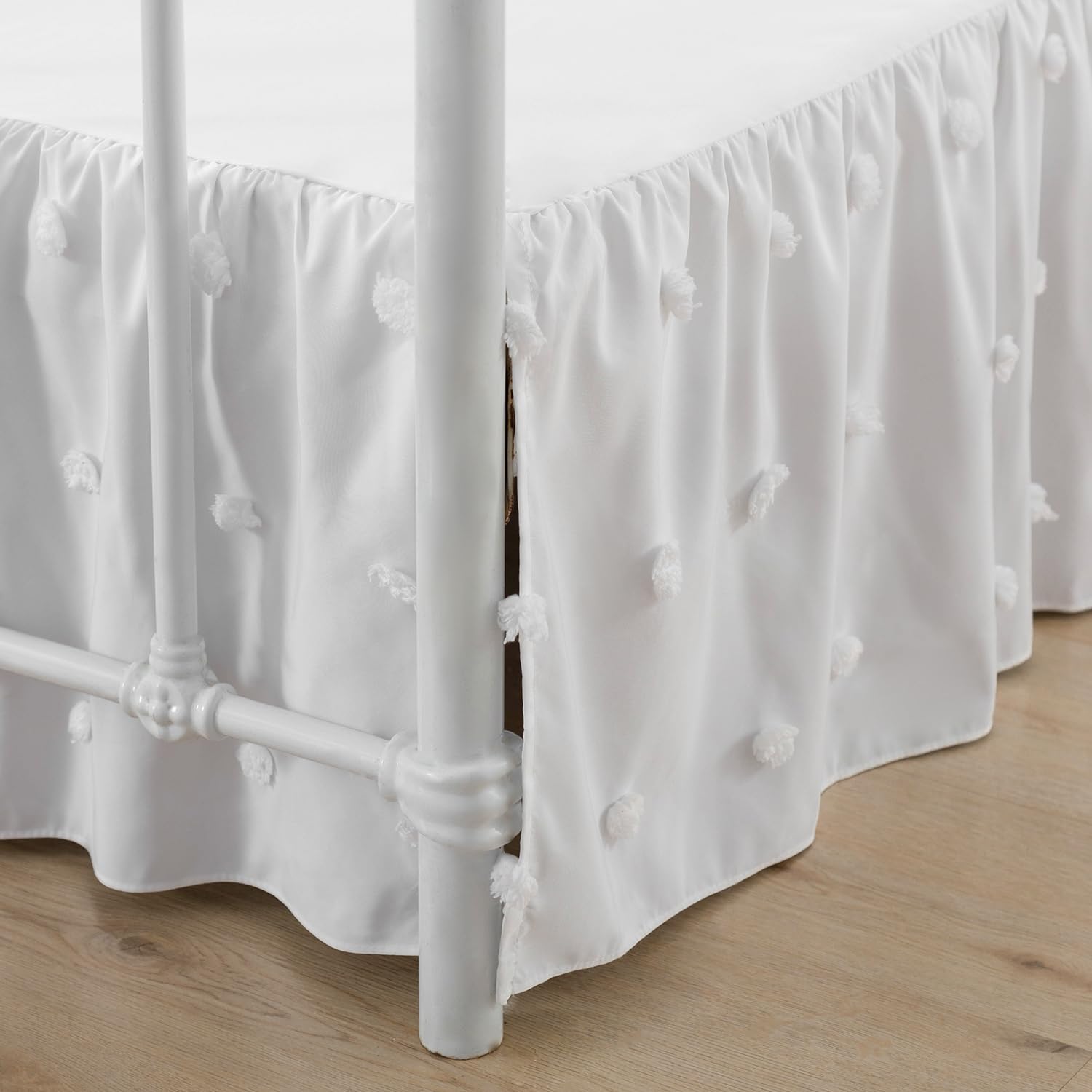 xuan dian Bed Skirt, Bed Skirt King Size, Ruffled Bed Skirt with Split Corners, King Bed Skirt 14 Inch Drop, Polka Dots Boho Kin