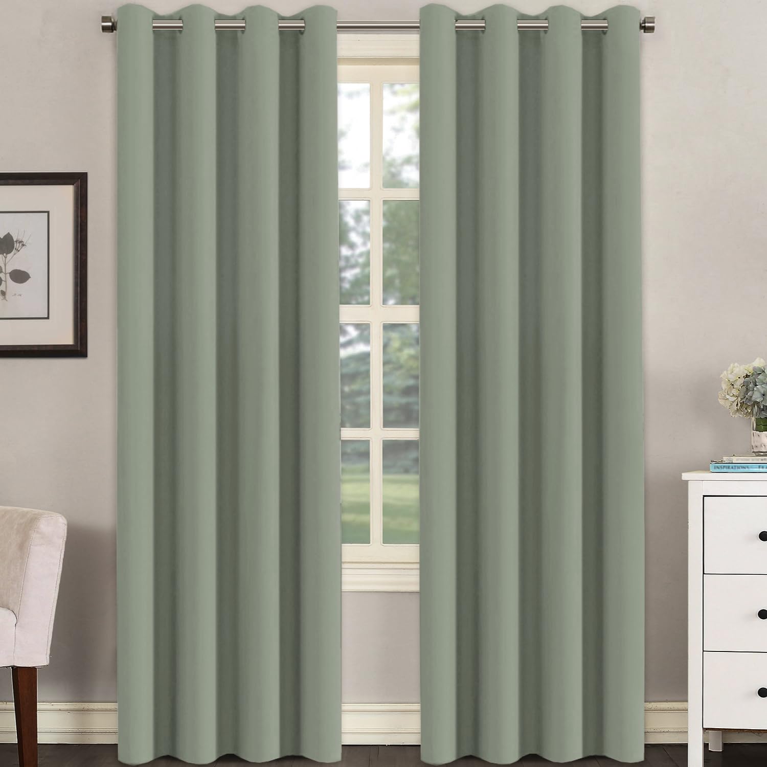 H.VERSAILTEX Room Darkening Curtains for Living Room Light Reducing Thermal Insulated Window Treatment Panels/Drapes Grommet Top