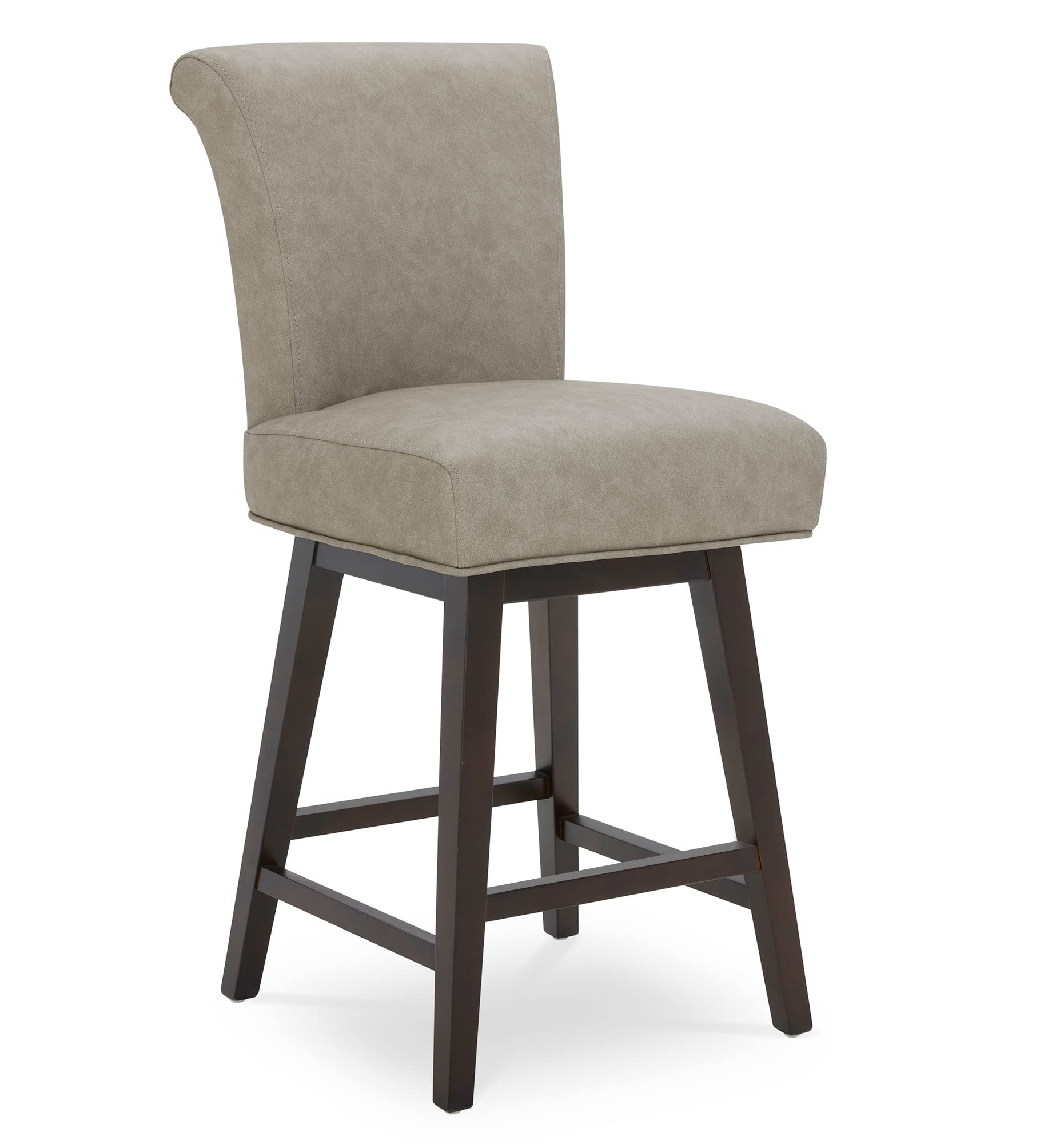 CHITA 26 Inch Counter Height Swivel Bar Stool, FSC Certified Modern Upholstered Faux Leather Swivel Barstool Chair with Back, St