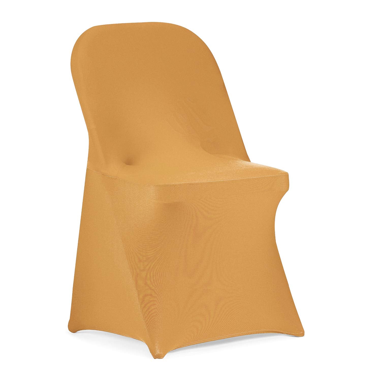 Peomeise Stretch Spandex Folding Chair Cover for Wedding Party Dining Banquet Event (Gold,12pcs)