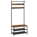 VASAGLE Hall Tree with Bench and Shoe Storage, Entryway Bench with Coat Rack Stand and Shoe Rack, 9 Movable Hooks, Top Bar, Fabr
