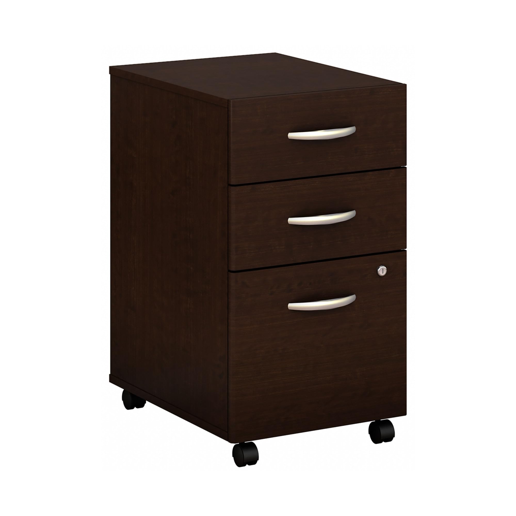 Bush Business Furniture Series C 3 Drawer Mobile File Cabinet in Mocha Cherry, Assembled Office Storage Unit for Home or Commerc
