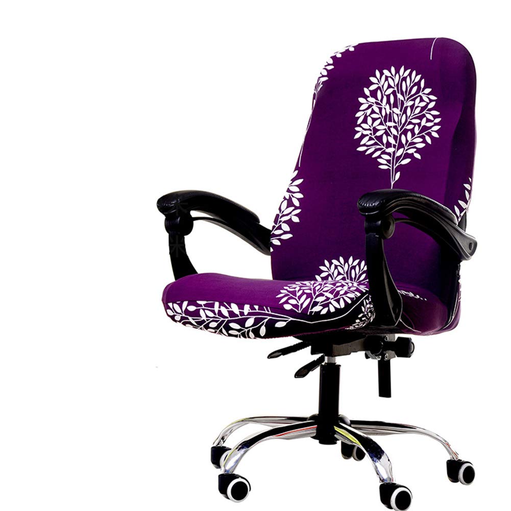 Deisy Dee Computer Office Chair Covers for Stretch Universal Rotating Chair Desk Chairs ONLY Chair Covers (Purple Tree, Medium)