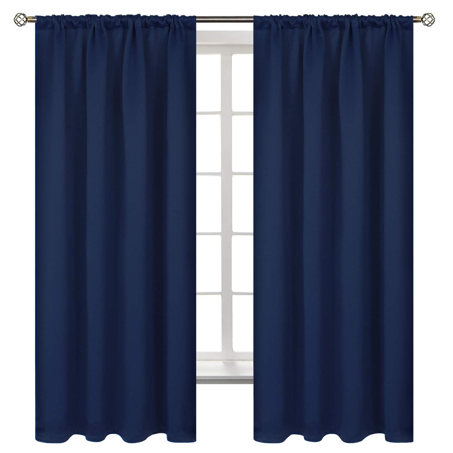 BGment Rod Pocket Blackout Curtains for Bedroom - Thermal Insulated Room Darkening Curtain for Living Room, 52 x 63 Inch, 2 Pane