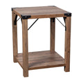 Flash Furniture Wyatt Modern Farmhouse 2 Tier Side Table - Rustic Oak Engineered Wood Frame - Black Metal Crisscross Side Braces