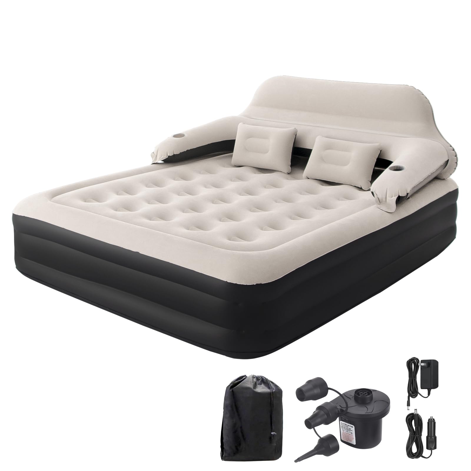 DIMAR GARDEN Queen Size Air Mattress with Headboard and Pump,Blow Up Mattress Inflatable Bed with Pillows