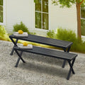 Seekverse Backless Outdoor Bench Set of 2, Metal Patio Bench, Garden Bench for Front Porch, Backyard and Deck, Black