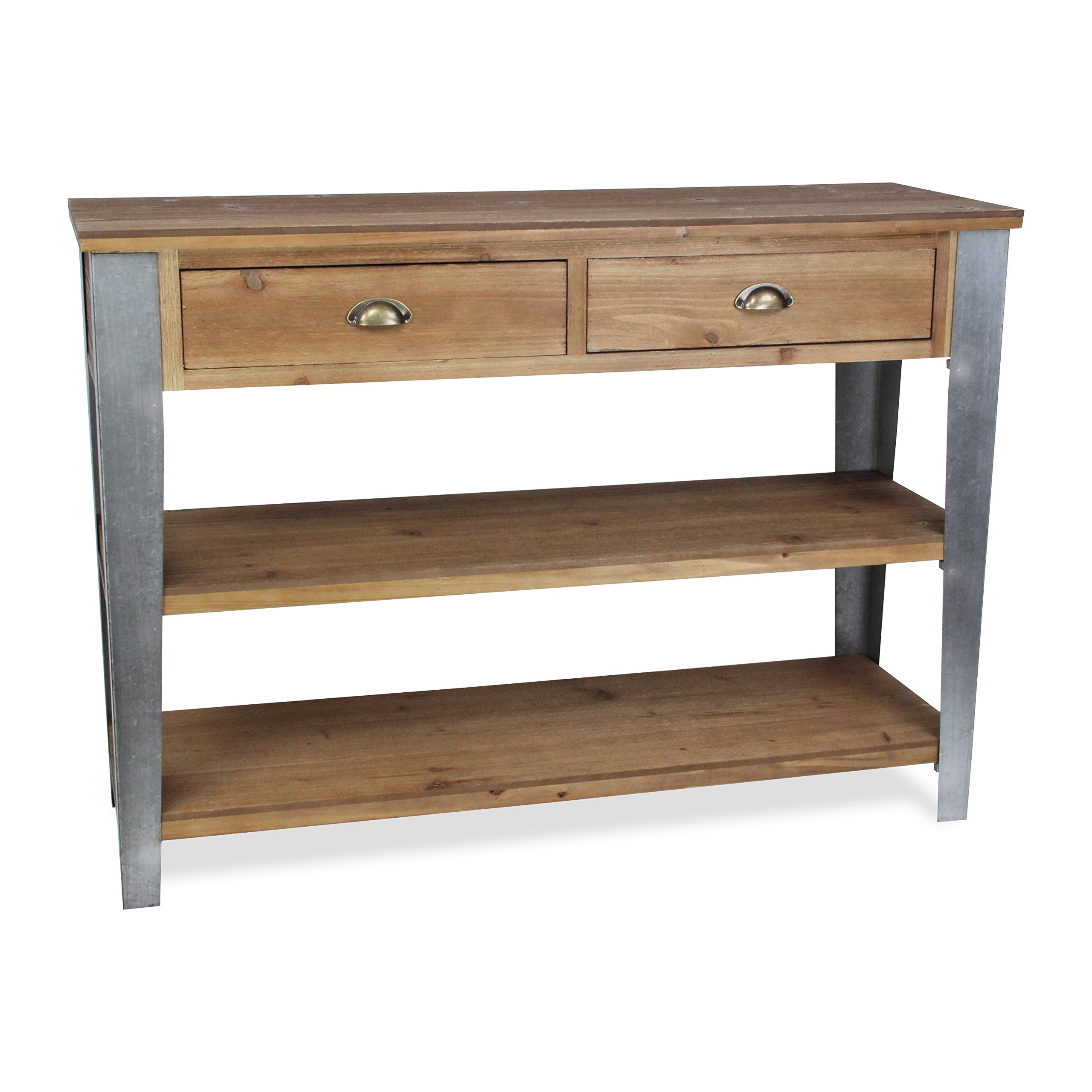 Cheungs Wooden Console Galvanized Legs Accent Table, Gray