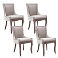 Aoowow Fabric Vintage Upholstered Side Chairs Set of 4, Farmhouse Solid Wood Kitchen Dining Room Chairs with Nailheads Legs (Fab