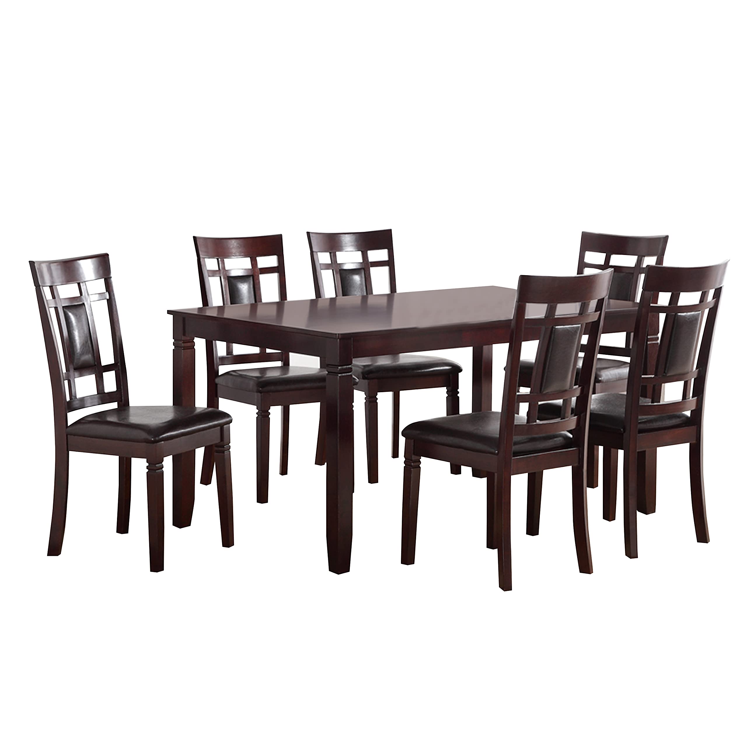 Benjara Rubber Wood Dining Set, Brown
