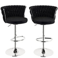 Lamerge Velvet Bar Stools Set of 2, Swivel Counter Stools Counter Height Barstools with Back & Footrest,Bar Chairs Velvet for Ki