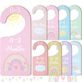 CORNER LACE Baby Closet Dividers 8PCS, Pastel Rainbow Theme Wooden Double-Sided Clothes Size Hanger Organizer from Newborn to To