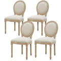 Furnimart French Country Vintage Dining Chairs Set of 4 Farmhouse Dining Chairs with Round Back and Solid Wood Legs, Oval Side C