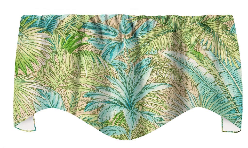 Window Treatments Valance Curtains Living Room or Kitchen Window Valances Tommy Bahama Fabric Beach Decor Bahamian Breeze Green 