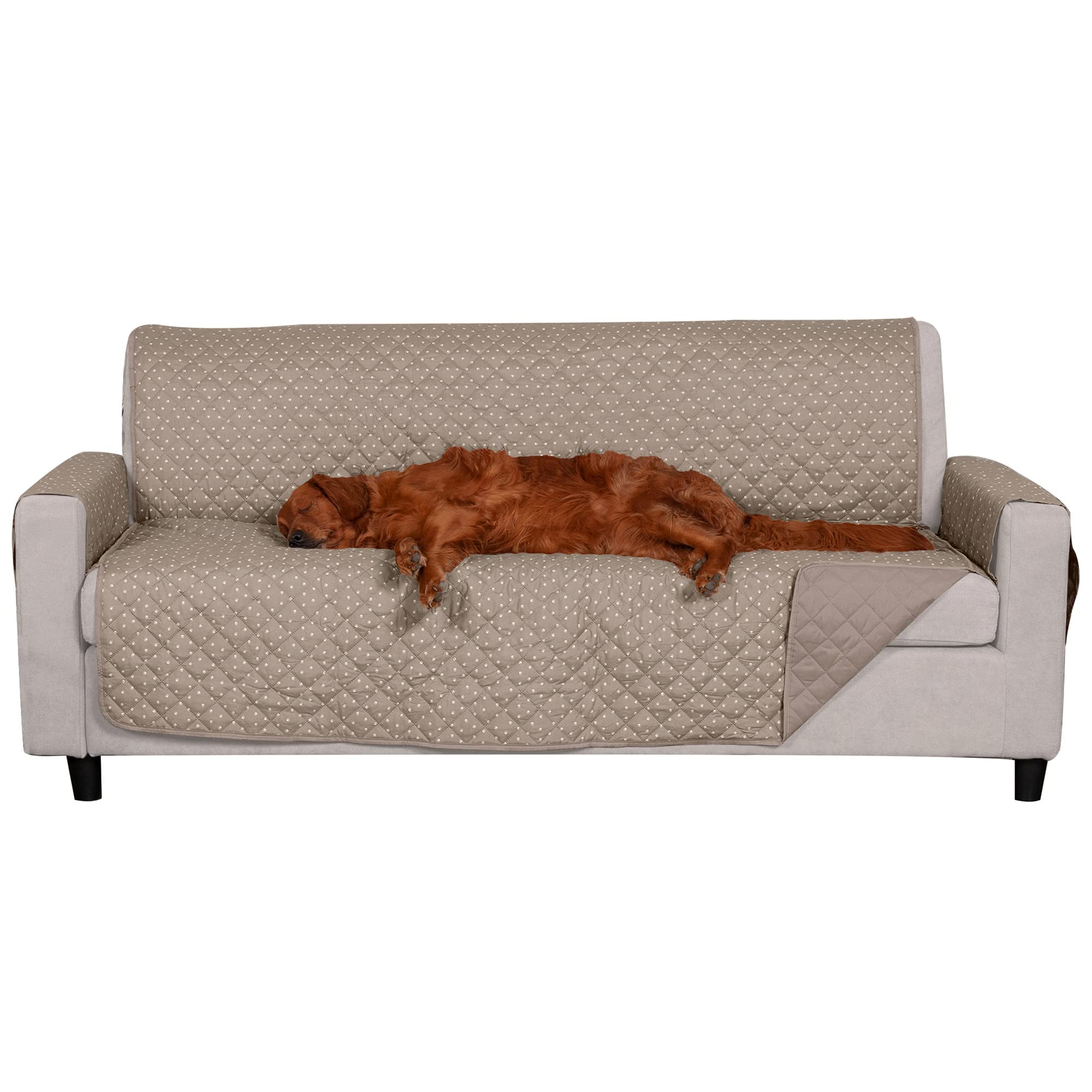 Furhaven Water-Resistant & Reversible Sofa/Couch Cover Protector for Dogs, Cats, & Children - Quilted Polka Paw Living Room Furn