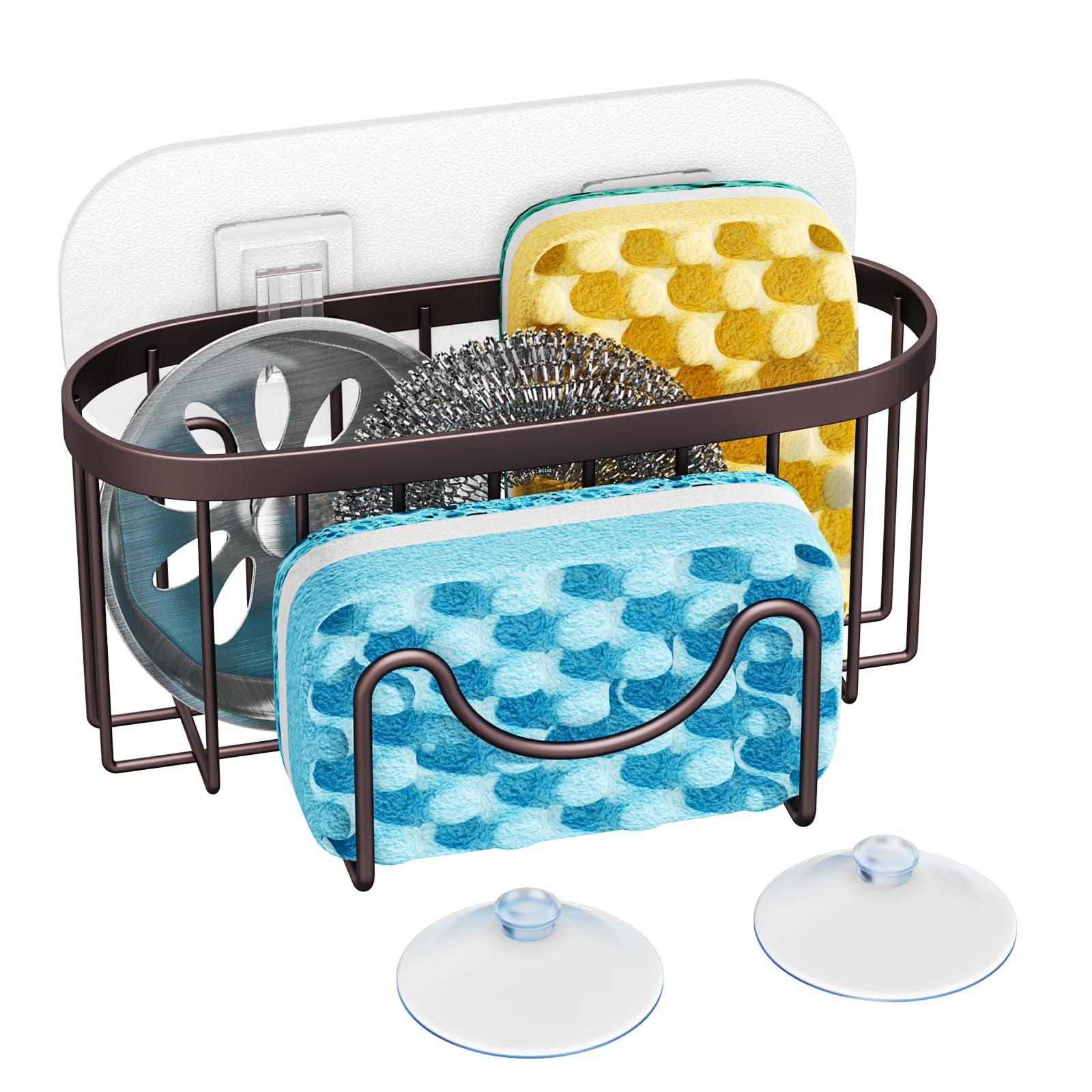 HapiRm Multifunctional Sponge Holder for Kitchen Sink with Unique M-Shaped, 2 Installation Methods Sink Caddy, Stainless Steel S