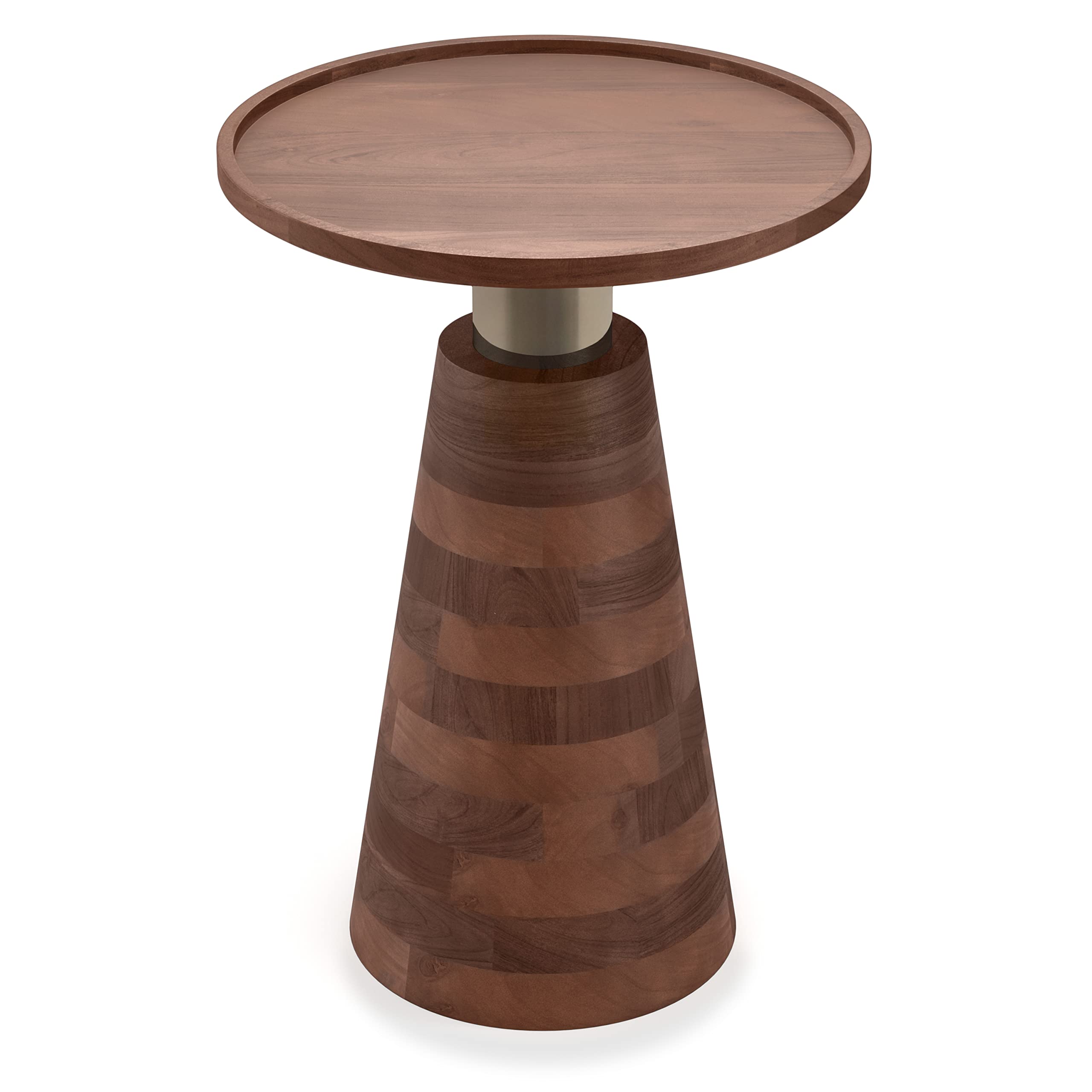 SIMPLIHOME Kramer SOLID ACACIA WOOD 16 inch Wide Round Modern Side Table in Cognac for the Living Room and Bedroom
