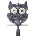 MVSUTA Owl Grey Cotton Handmade Macrame Wall Hanging Tapestry Home Decor Art and Gray Craft Wonderful Woven Boho Ornament for Of