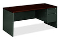 HON 38000 Series Right Pedestal Desk, 66 X 30 X 29.5, Mahogany/Charcoal