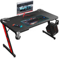 Homall Gaming Desk, Computer Desk with Carbon Fiber Surface, Gaming Table Z Shaped PC Gaming Workstation Home Office Desks with 