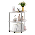Furinno Frans Turn-N Half Round Console Table with Stainless Steel Tubes, White Oak, 15.6D x 31.1W x 30.8H in