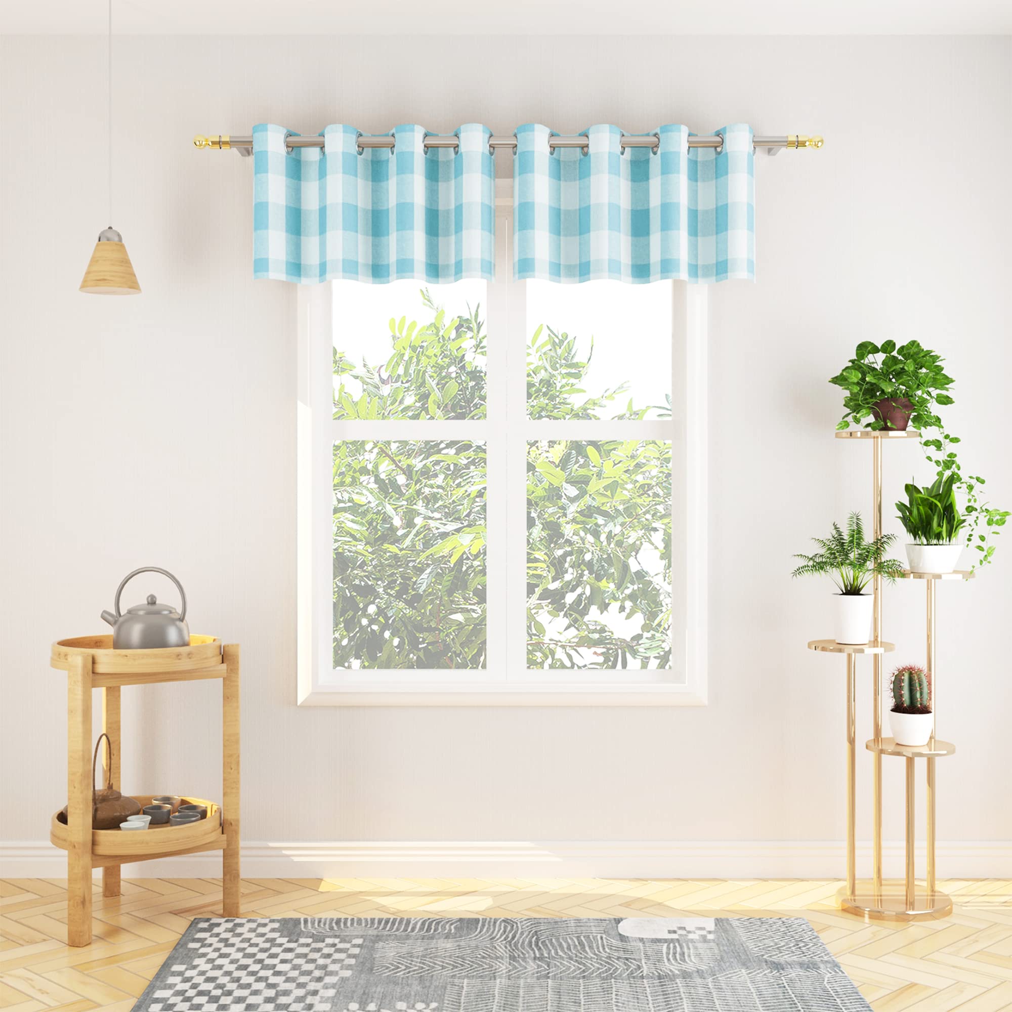 NATUS WEAVER Valance Buffalo Check Curtain Valance Gingham Plaid Living Room Window Curtain Panels Bedroom Checker Drapes Gromme