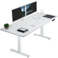 VIVO Electric Height Adjustable 60 x 30 inch Memory Stand Up Desk, White Table Top, White Frame, Standing Workstation with Prese