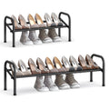 SONGMICS Expandable Shoe Rack, 1 Tier Shoe Rack Shelf, Adjustable Shoe Organizer Storage for 10 Pairs of Shoes, Metal Free Stand