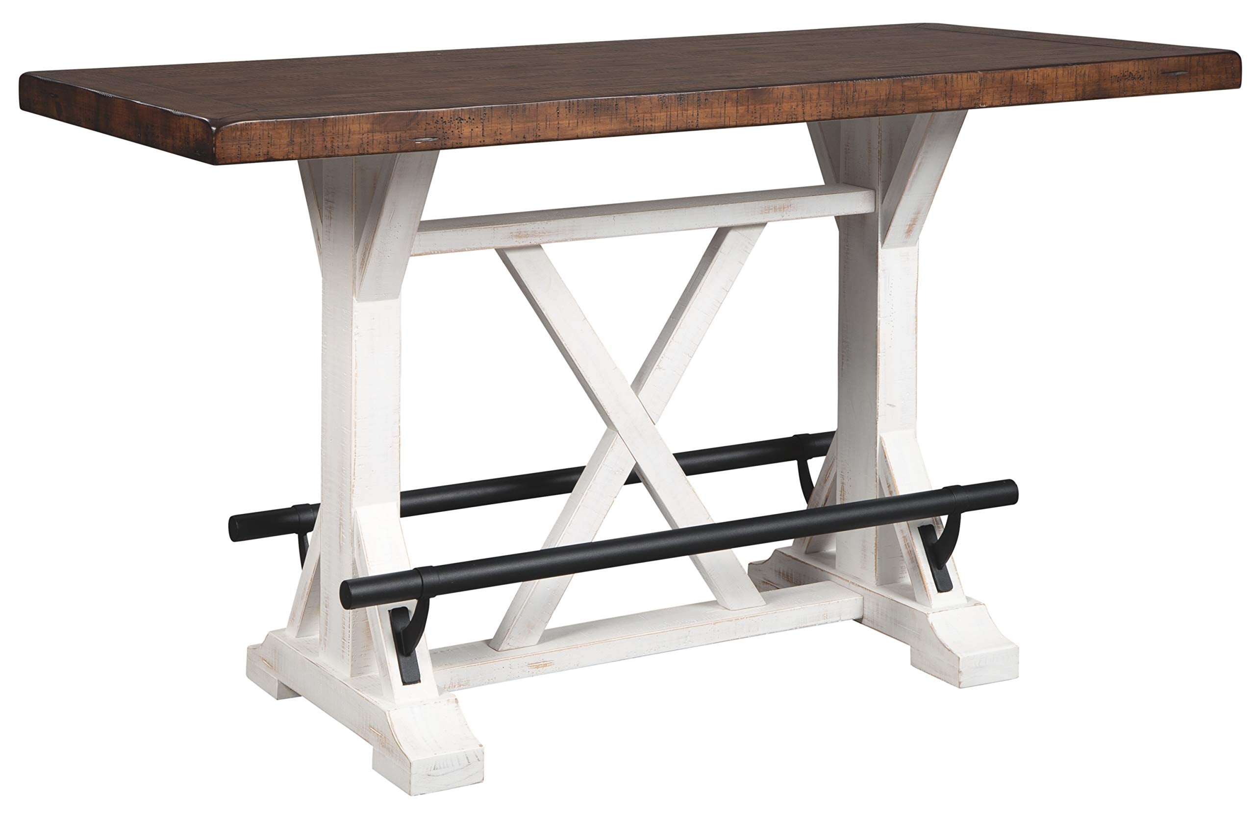 Signature Design by Ashley Valebeck Rustic Farmhouse 36 Counter Height Dining Table, Brown & White