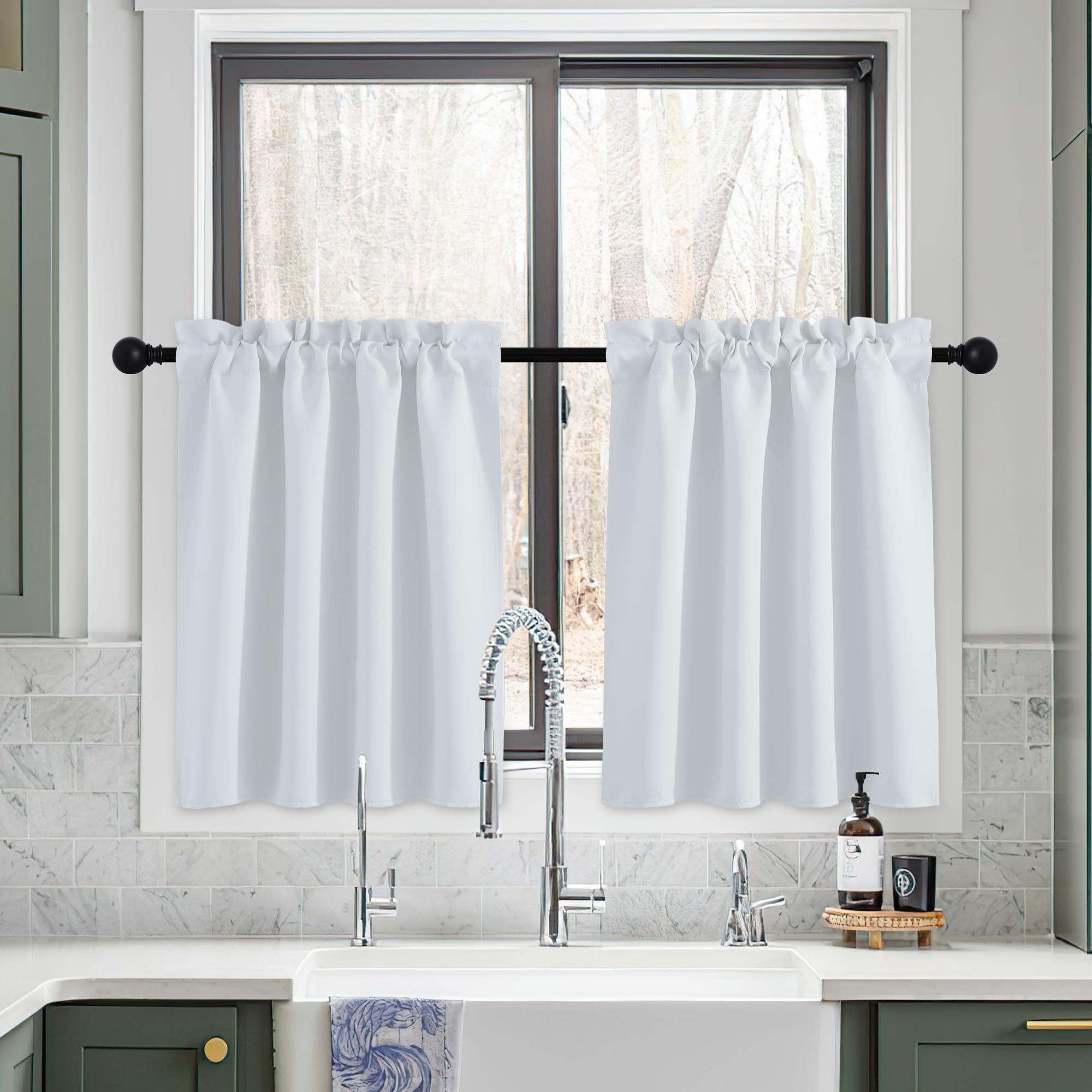 NICETOWN Half Window Curtains - Thermal Insulated Rod Pocket Blackout Curtain Tiers for Kids Nursery Kitchen Dining Bathroom Lau