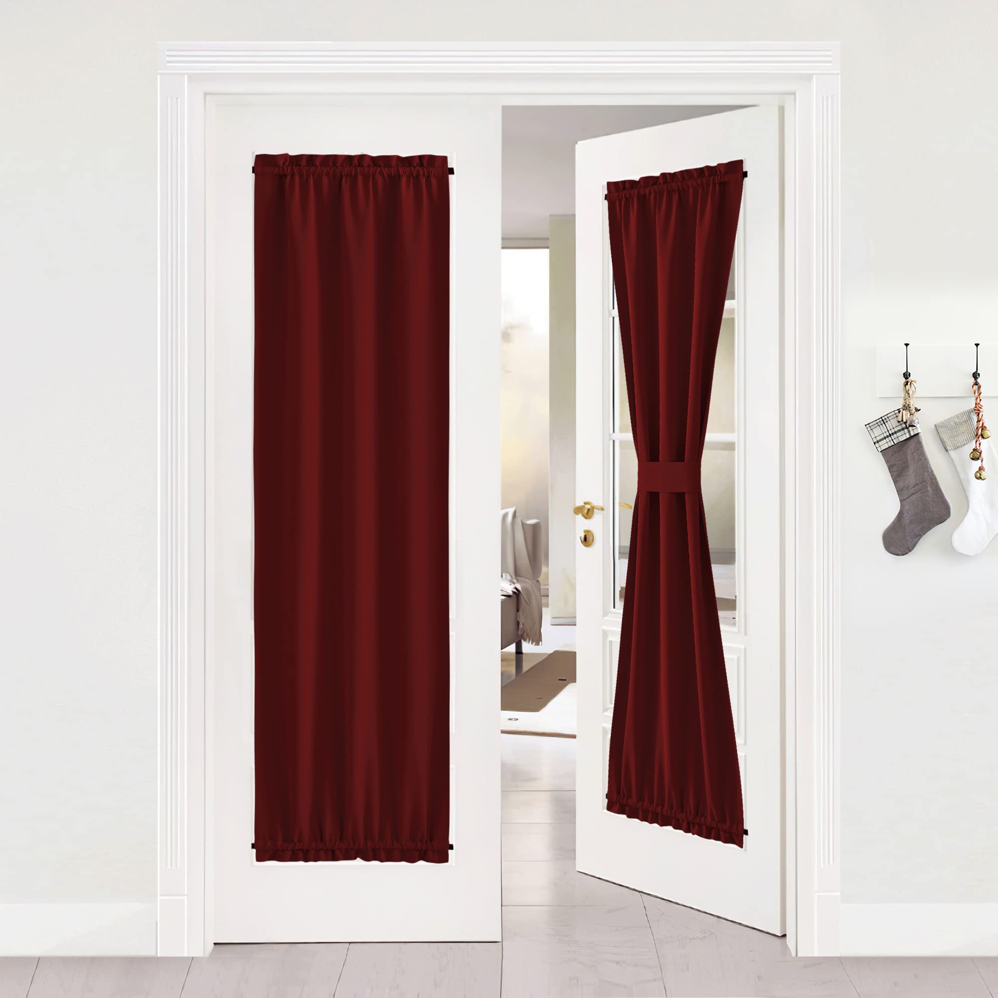 NICETOWN Patio Door Window Drape - Functional Privacy Thermal Insulated Blackout French Front Sidelight Panel Curtain for Glass 