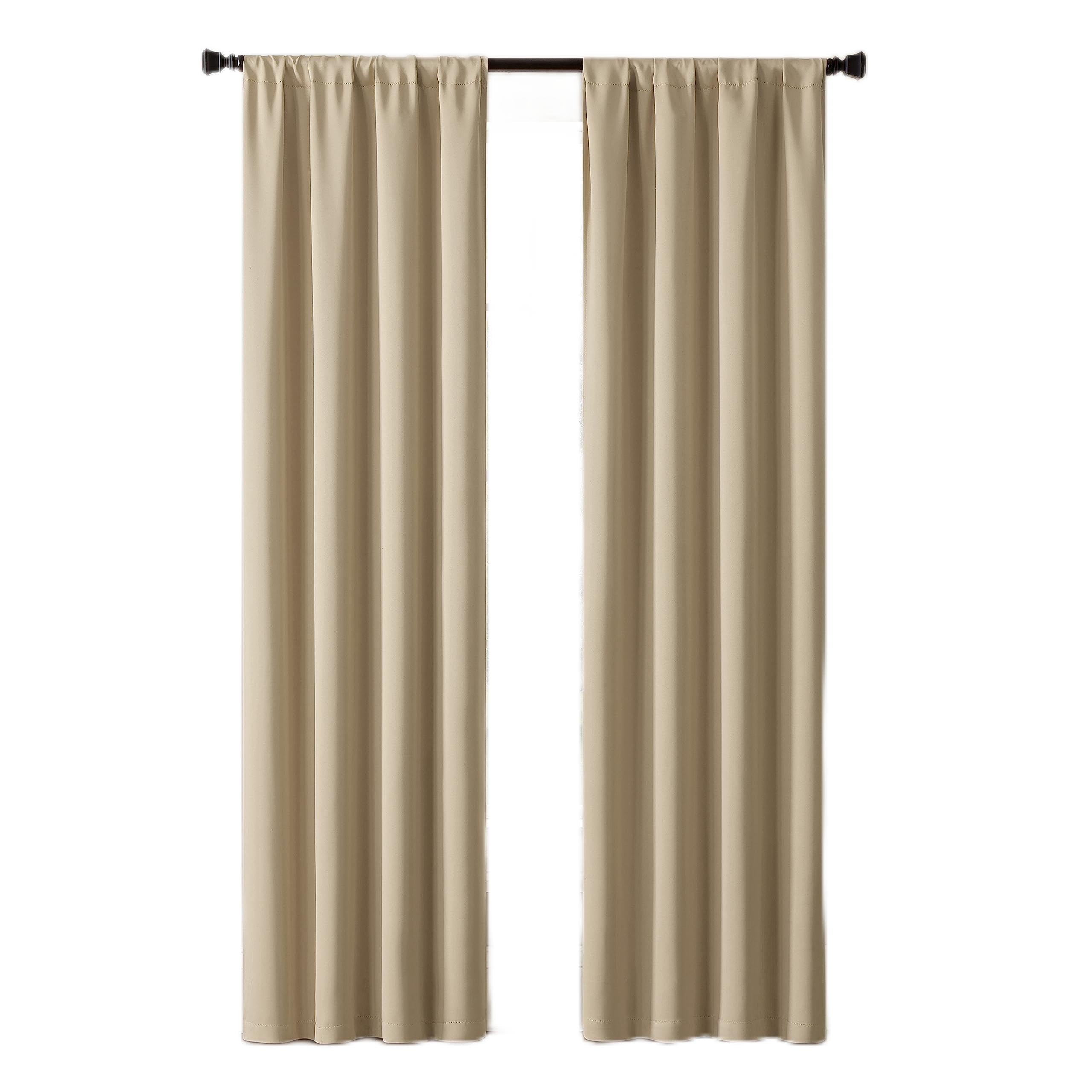 Eclipse Darrell Modern Blackout Thermal Rod Pocket Window Curtains for Bedroom or Living Room (Single Panel), 37 in x 95 in, Whe
