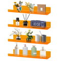 Dezzer 4 Pack Acrylic Shelves for Wall, 15 Acrylic Floating Shelves for Bathroom Bedroom, Invisible Bookshelf Wall Ledge Storage