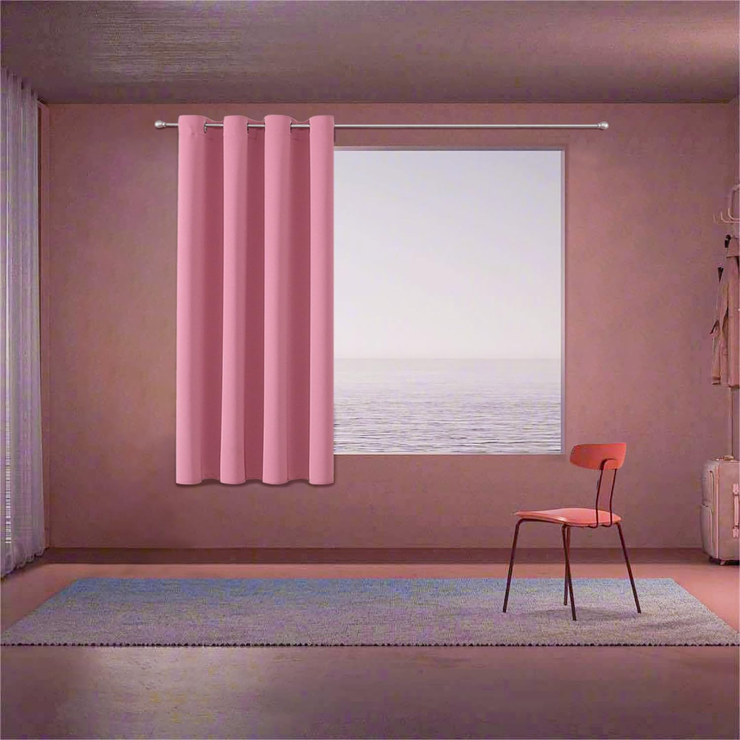 ChrisDowa Grommet Blackout Curtains for Bedroom - Thermal Insulated Room Darkening Curtains for Living Room (1 Panel Set, Pink, 