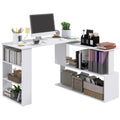 HOMCOM L Shaped Desk, Corner Computer Desk, 360 Degree Rotating Home Office Desk with Storage Shelves, Writing Table Workstation